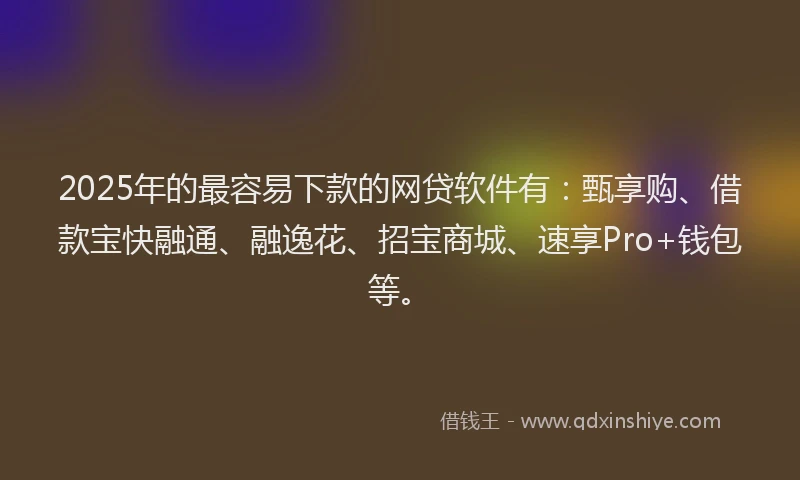 2025年的最容易下款的网贷软件有：甄享购、借款宝快融通、融逸花、招宝商城、速享Pro+钱包等。