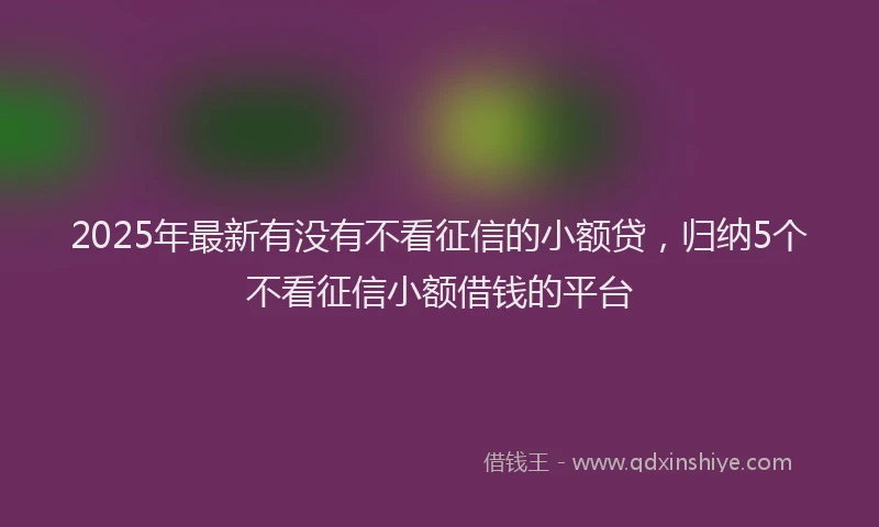 2025年最新有没有不看征信的小额贷，归纳5个不看征信小额借钱的平台