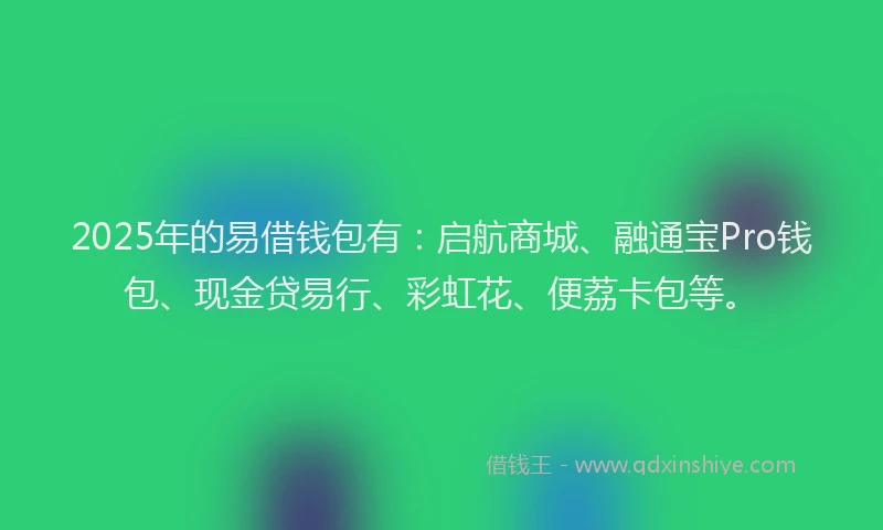 2025年的易借钱包有：启航商城、融通宝Pro钱包、现金贷易行、彩虹花、便荔卡包等。