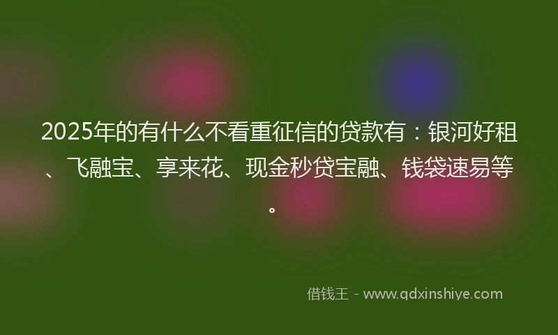 2025年的有什么不看重征信的贷款有：银河好租、飞融宝、享来花、现金秒贷宝融、钱袋速易等。