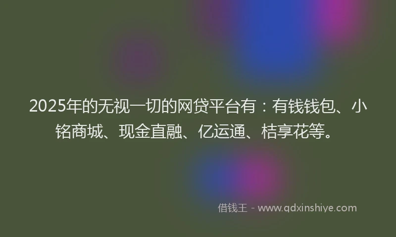 2025年的无视一切的网贷平台有：有钱钱包、小铭商城、现金直融、亿运通、桔享花等。