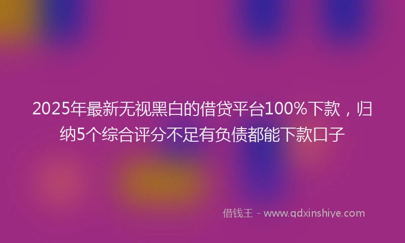 2025年最新无视黑白的借贷平台100%下款，归纳5个综合评分不足有负债都能下款口子