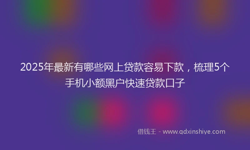 2025年最新有哪些网上贷款容易下款，梳理5个手机小额黑户快速贷款口子