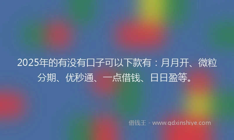 2025年的有没有口子可以下款有：月月开、微粒分期、优秒通、一点借钱、日日盈等。