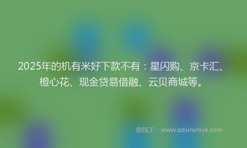 2025年的机有米好下款不有：星闪购、京卡汇、橙心花、现金贷易借融、云贝商城等。