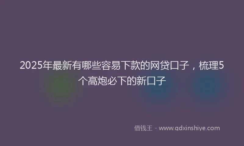2025年最新有哪些容易下款的网贷口子，梳理5个高炮必下的新口子