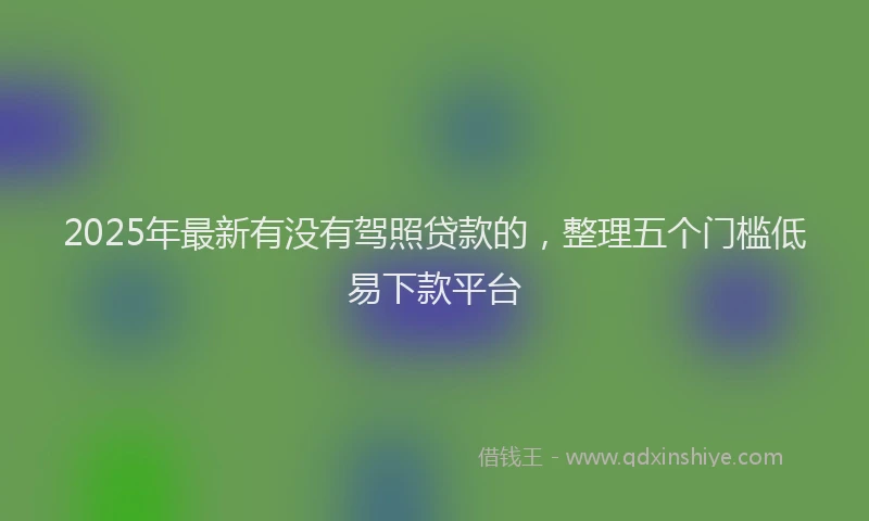 2025年最新有没有驾照贷款的，整理五个门槛低易下款平台