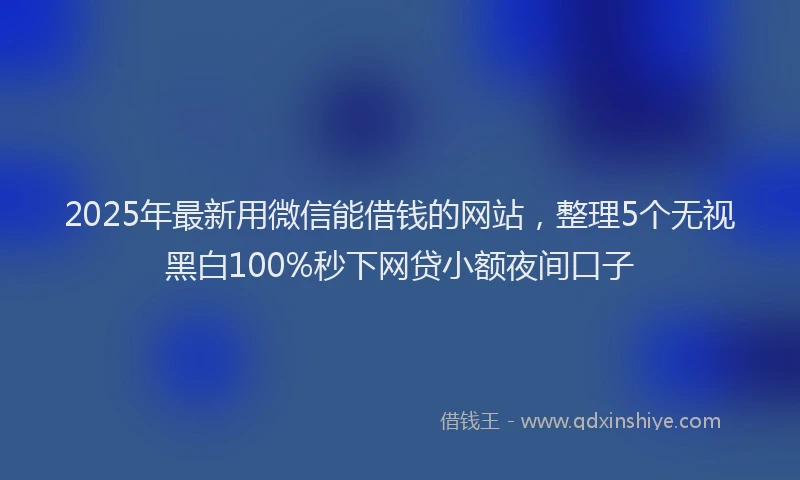 2025年最新用微信能借钱的网站，整理5个无视黑白100%秒下网贷小额夜间口子