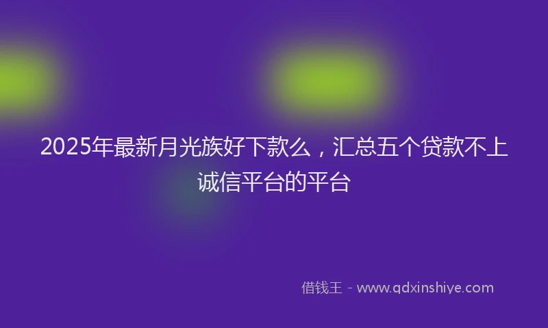 2025年最新月光族好下款么，汇总五个贷款不上诚信平台的平台
