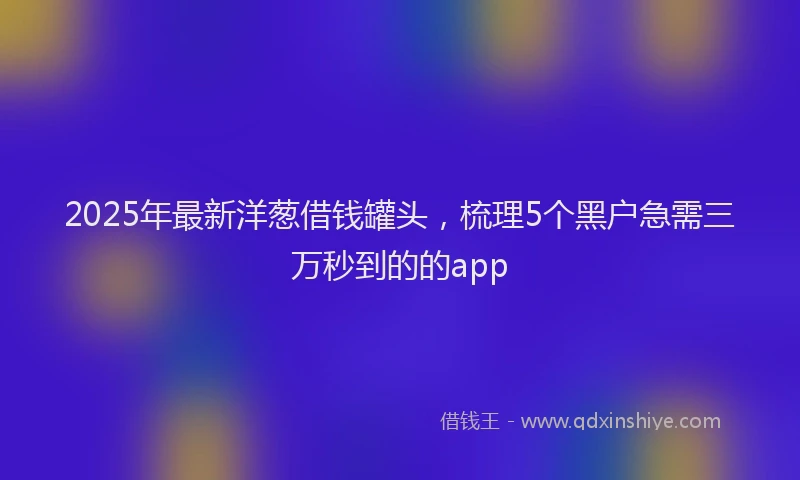 2025年最新洋葱借钱罐头，梳理5个黑户急需三万秒到的的app