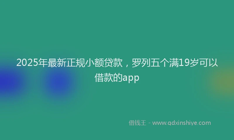 2025年最新正规小额贷款，罗列五个满19岁可以借款的app