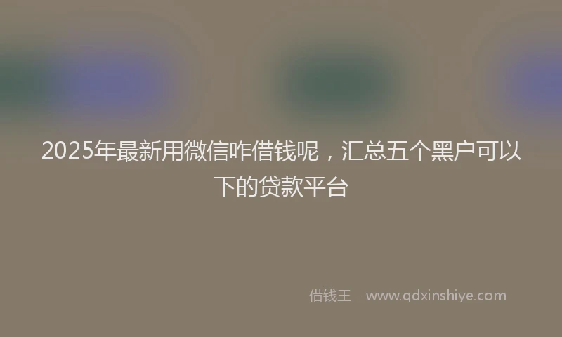 2025年最新用微信咋借钱呢，汇总五个黑户可以下的贷款平台