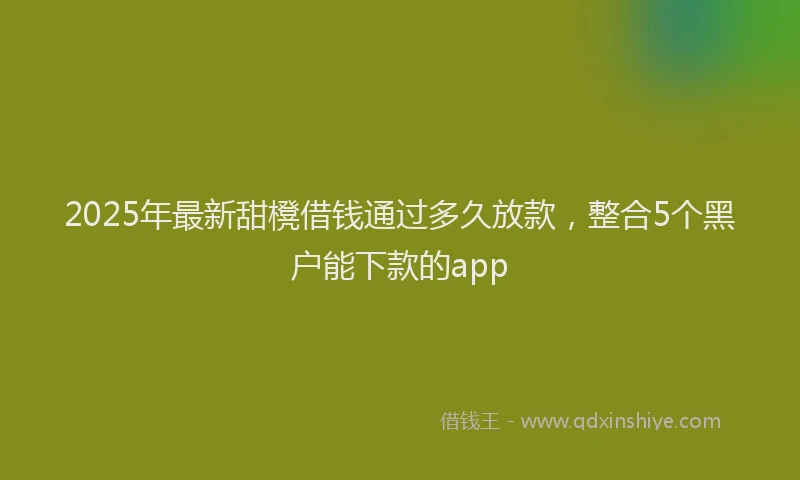2025年最新甜櫈借钱通过多久放款，整合5个黑户能下款的app