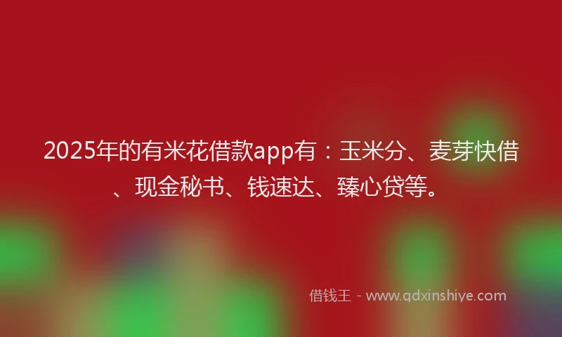 2025年的有米花借款app有：玉米分、麦芽快借、现金秘书、钱速达、臻心贷等。