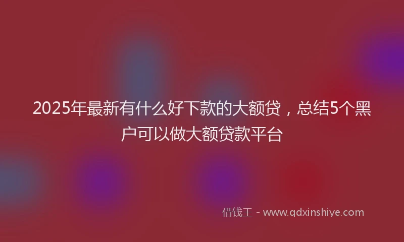 2025年最新有什么好下款的大额贷，总结5个黑户可以做大额贷款平台