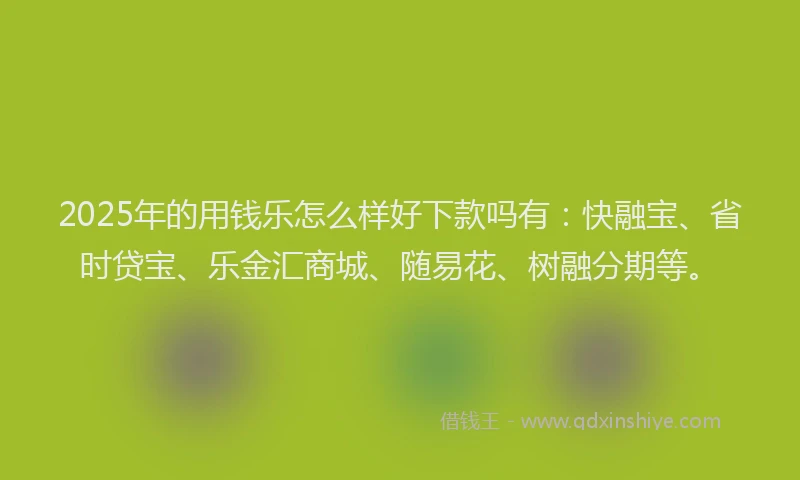 2025年的用钱乐怎么样好下款吗有：快融宝、省时贷宝、乐金汇商城、随易花、树融分期等。