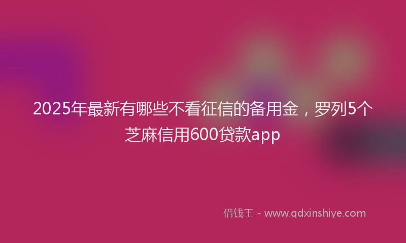 2025年最新有哪些不看征信的备用金，罗列5个芝麻信用600贷款app