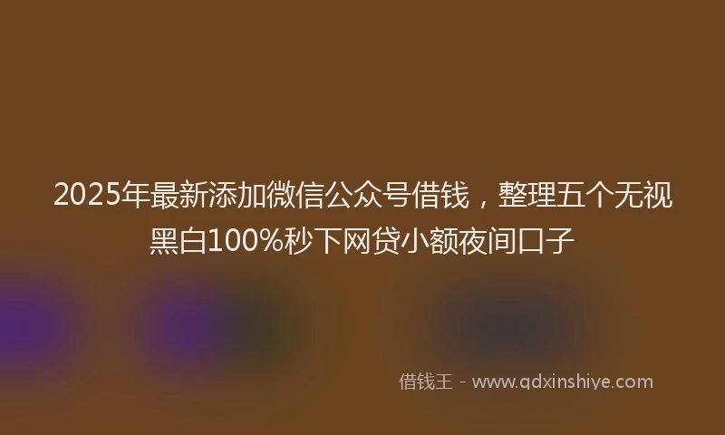 2025年最新添加微信公众号借钱，整理五个无视黑白100%秒下网贷小额夜间口子