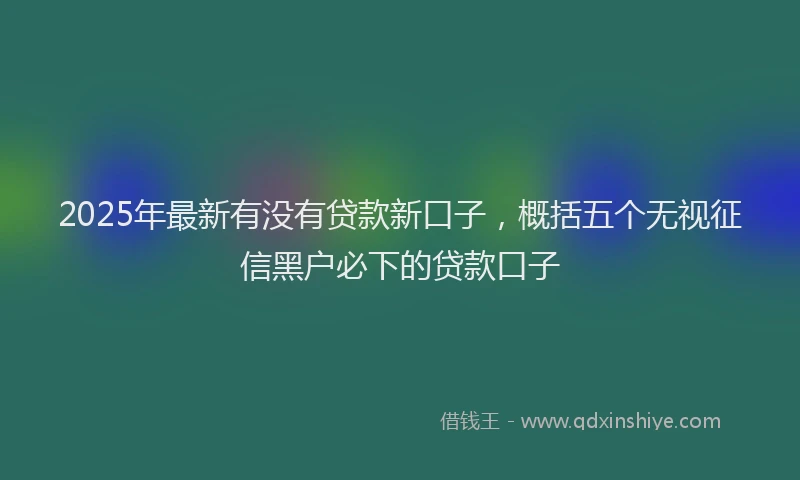 2025年最新有没有贷款新口子，概括五个无视征信黑户必下的贷款口子