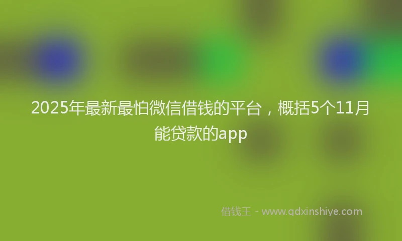 2025年最新最怕微信借钱的平台，概括5个11月能贷款的app