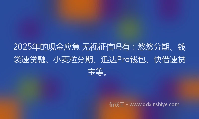 2025年的现金应急 无视征信吗有：悠悠分期、钱袋速贷融、小麦粒分期、迅达Pro钱包、快借速贷宝等。