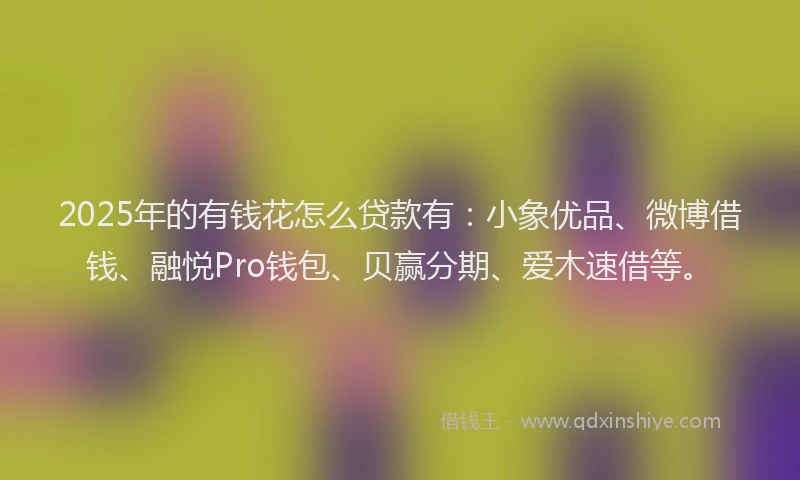 2025年的有钱花怎么贷款有：小象优品、微博借钱、融悦Pro钱包、贝赢分期、爱木速借等。