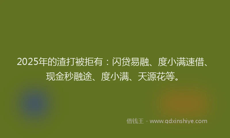 2025年的渣打被拒有：闪贷易融、度小满速借、现金秒融途、度小满、天源花等。
