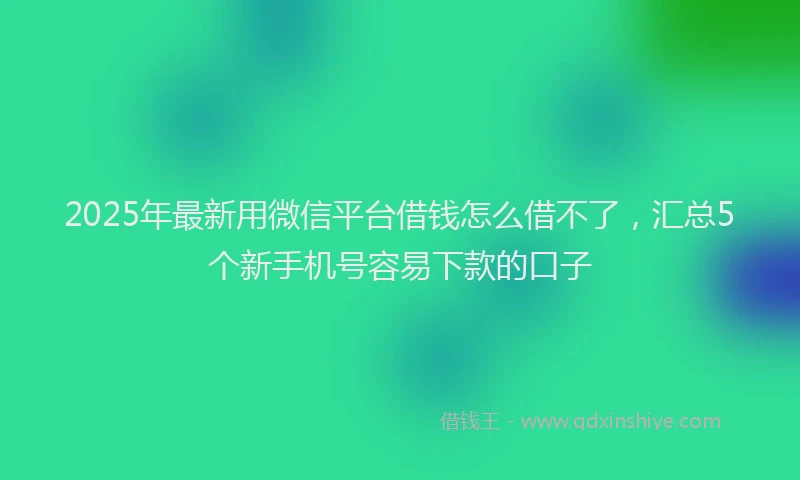 2025年最新用微信平台借钱怎么借不了，汇总5个新手机号容易下款的口子
