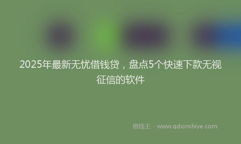 2025年最新无忧借钱贷，盘点5个快速下款无视征信的软件
