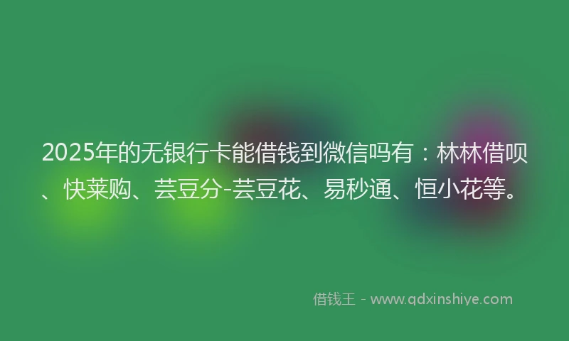 2025年的无银行卡能借钱到微信吗有：林林借呗、快莱购、芸豆分-芸豆花、易秒通、恒小花等。