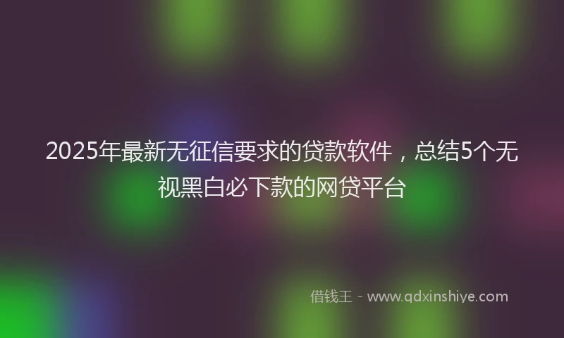 2025年最新无征信要求的贷款软件，总结5个无视黑白必下款的网贷平台
