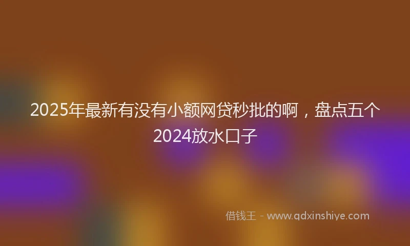 2025年最新有没有小额网贷秒批的啊，盘点五个2024放水口子