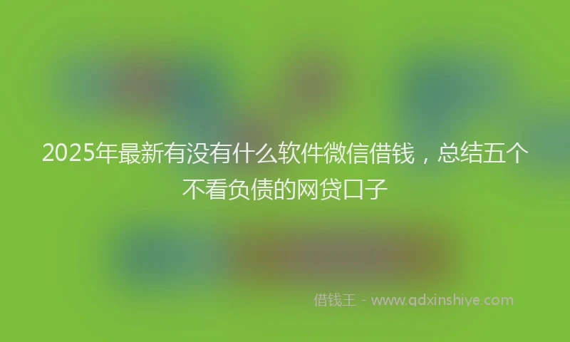 2025年最新有没有什么软件微信借钱，总结五个不看负债的网贷口子