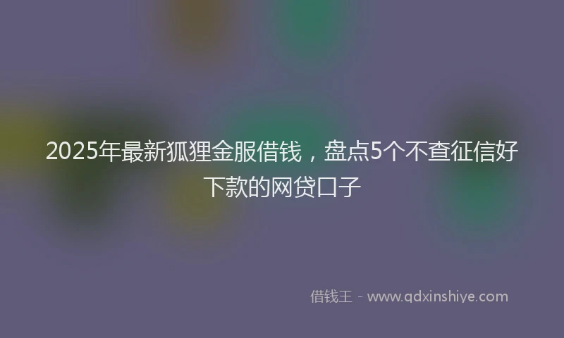 2025年最新狐狸金服借钱，盘点5个不查征信好下款的网贷口子