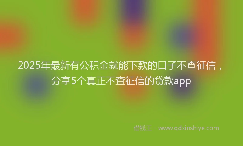 2025年最新有公积金就能下款的口子不查征信，分享5个真正不查征信的贷款app
