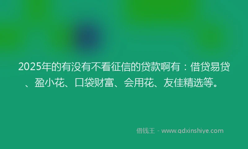 2025年的有没有不看征信的贷款啊有：借贷易贷、盈小花、口袋财富、会用花、友佳精选等。