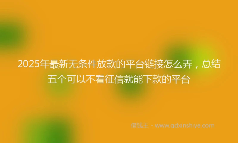 2025年最新无条件放款的平台链接怎么弄，总结五个可以不看征信就能下款的平台