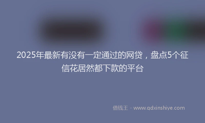 2025年最新有没有一定通过的网贷，盘点5个征信花居然都下款的平台