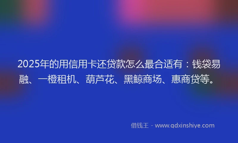 2025年的用信用卡还贷款怎么最合适有：钱袋易融、一橙租机、葫芦花、黑鲸商场、惠商贷等。