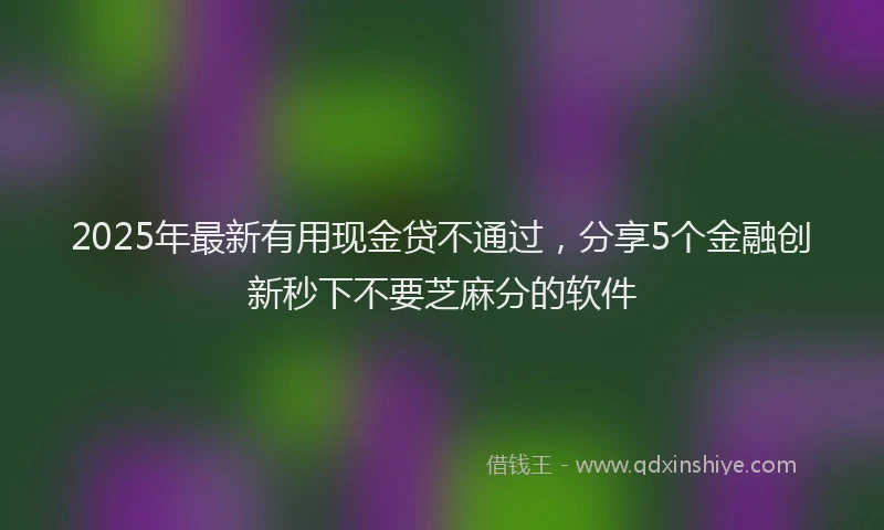 2025年最新有用现金贷不通过，分享5个金融创新秒下不要芝麻分的软件