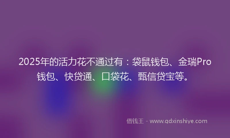 2025年的活力花不通过有：袋鼠钱包、金瑞Pro钱包、快贷通、口袋花、甄信贷宝等。