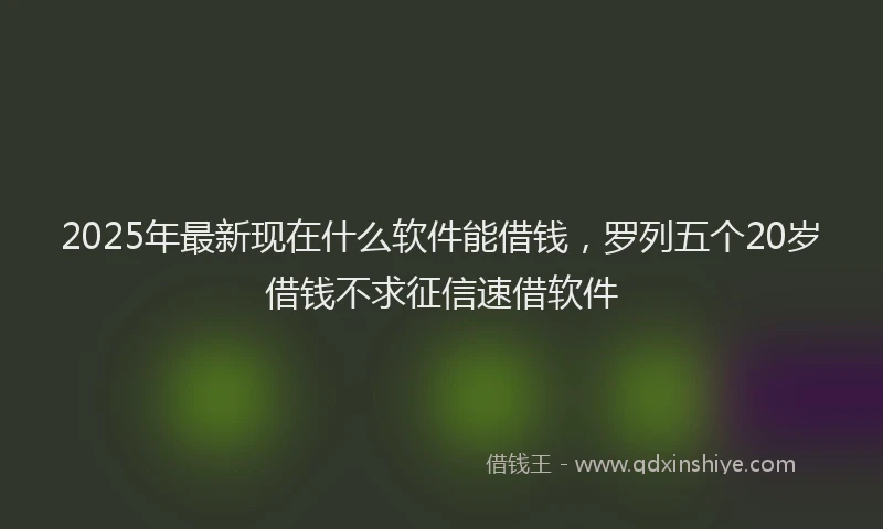 2025年最新现在什么软件能借钱，罗列五个20岁借钱不求征信速借软件