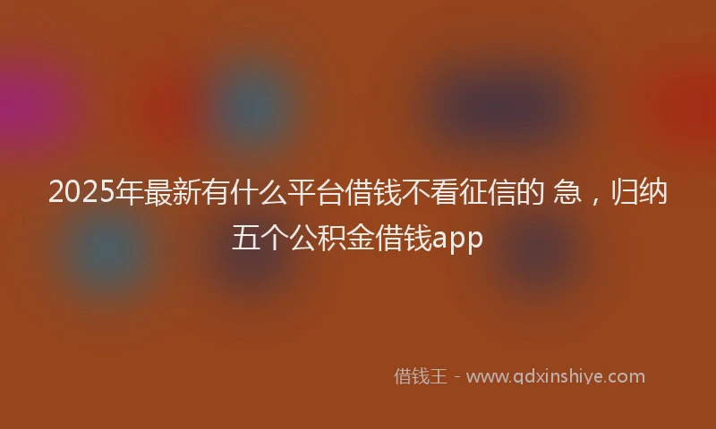 2025年最新有什么平台借钱不看征信的 急，归纳五个公积金借钱app