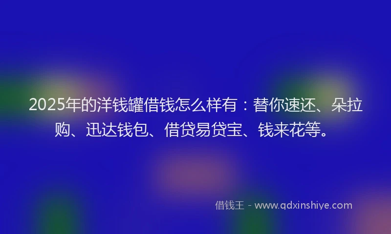 2025年的洋钱罐借钱怎么样有：替你速还、朵拉购、迅达钱包、借贷易贷宝、钱来花等。