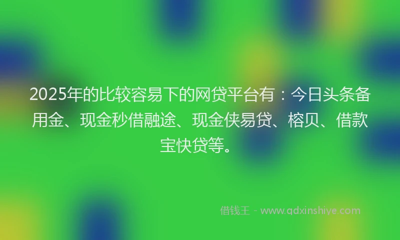 2025年的比较容易下的网贷平台有：今日头条备用金、现金秒借融途、现金侠易贷、榕贝、借款宝快贷等。