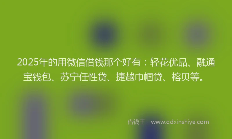 2025年的用微信借钱那个好有：轻花优品、融通宝钱包、苏宁任性贷、捷越巾帼贷、榕贝等。