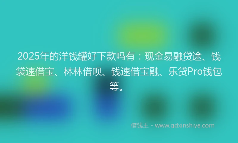 2025年的洋钱罐好下款吗有：现金易融贷途、钱袋速借宝、林林借呗、钱速借宝融、乐贷Pro钱包等。