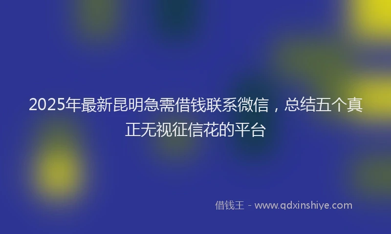 2025年最新昆明急需借钱联系微信，总结五个真正无视征信花的平台