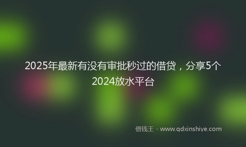 2025年最新有没有审批秒过的借贷，分享5个2024放水平台