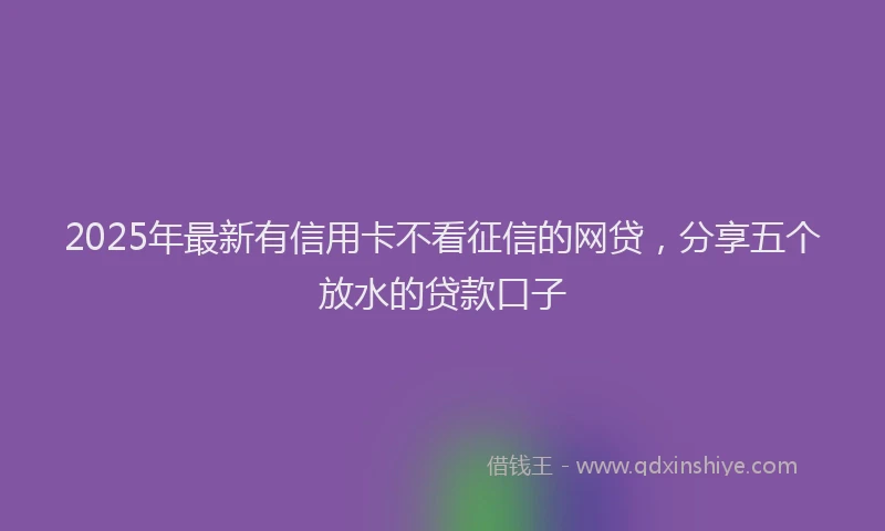 2025年最新有信用卡不看征信的网贷，分享五个放水的贷款口子